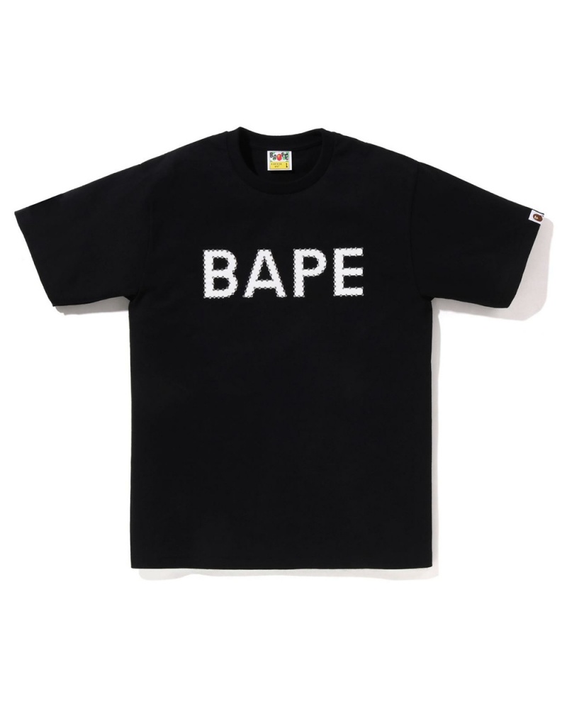 T Shirts Bape Crystal Stone Logo Noir Homme | YMZ-05107880